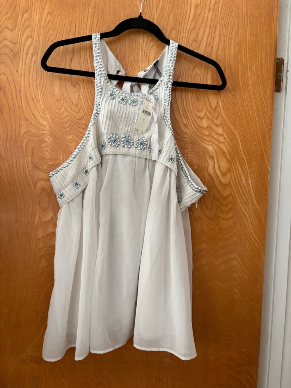 Anthropologie Sheer Embellished beaded HalterTop L - Picture 2 of 12